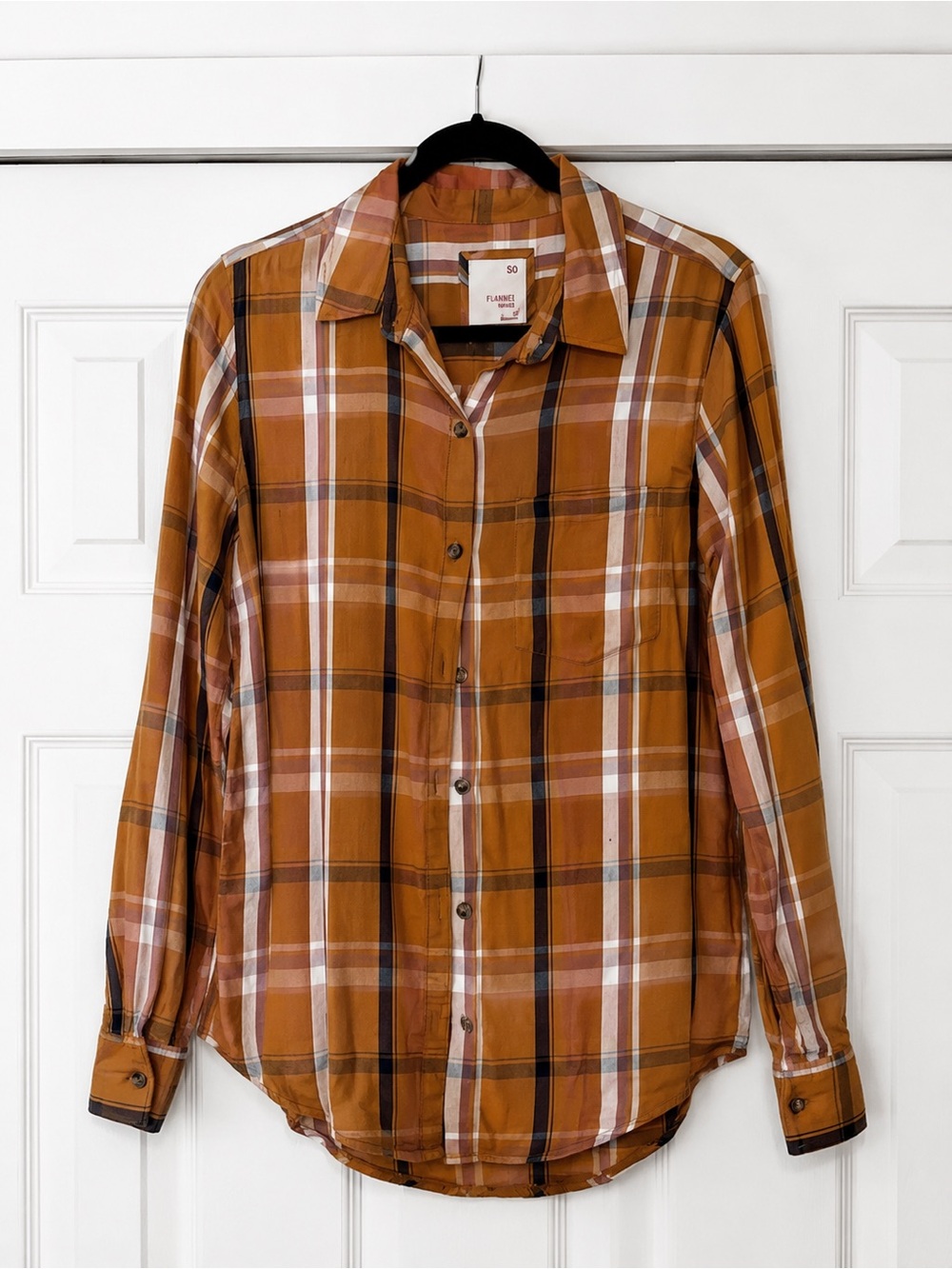 SO Brown and White Button Down Shirt Plaid